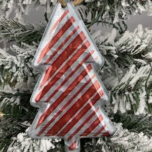 Christmas Ornament-Metal Red Lined Christmas Tree- The Bridge Collection
